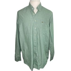 Lacoste Button Down Mens Green Long Sleeve Shirt